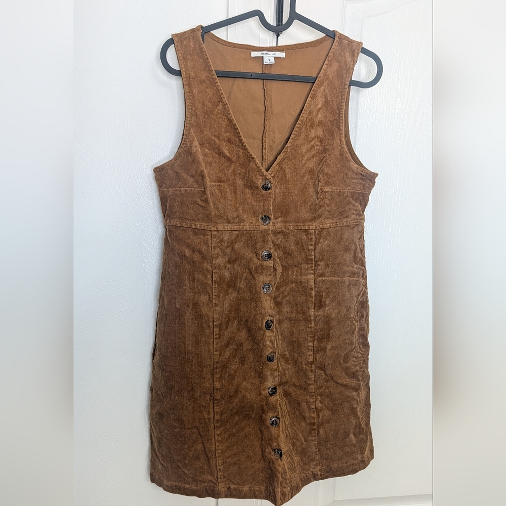 O'Neill Tan Brown Corduroy Button-Front Mini Dress